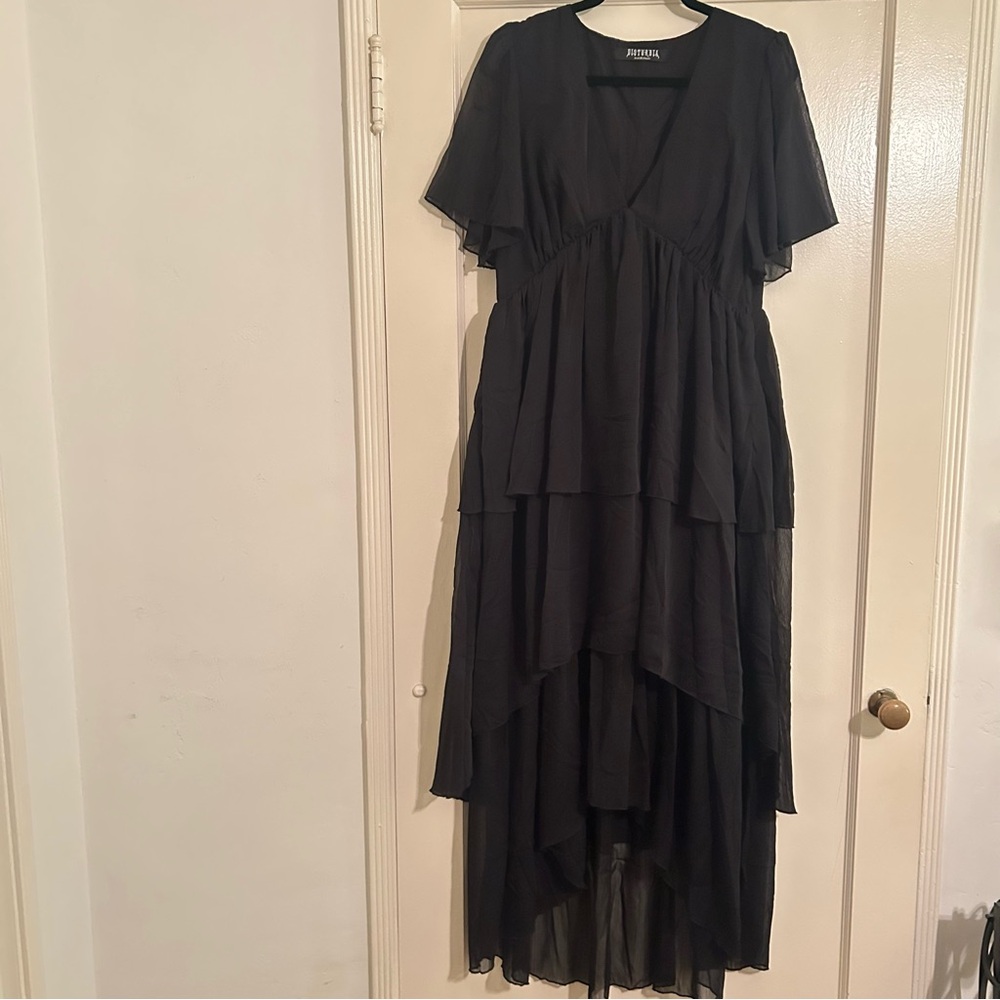 Disturbia Sasha Tiered High-Low Dress Black US 10